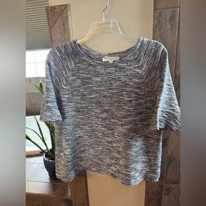 Cute Loft T-shirt/sweater. Soft knit black, white, gray, with multicolor flecks